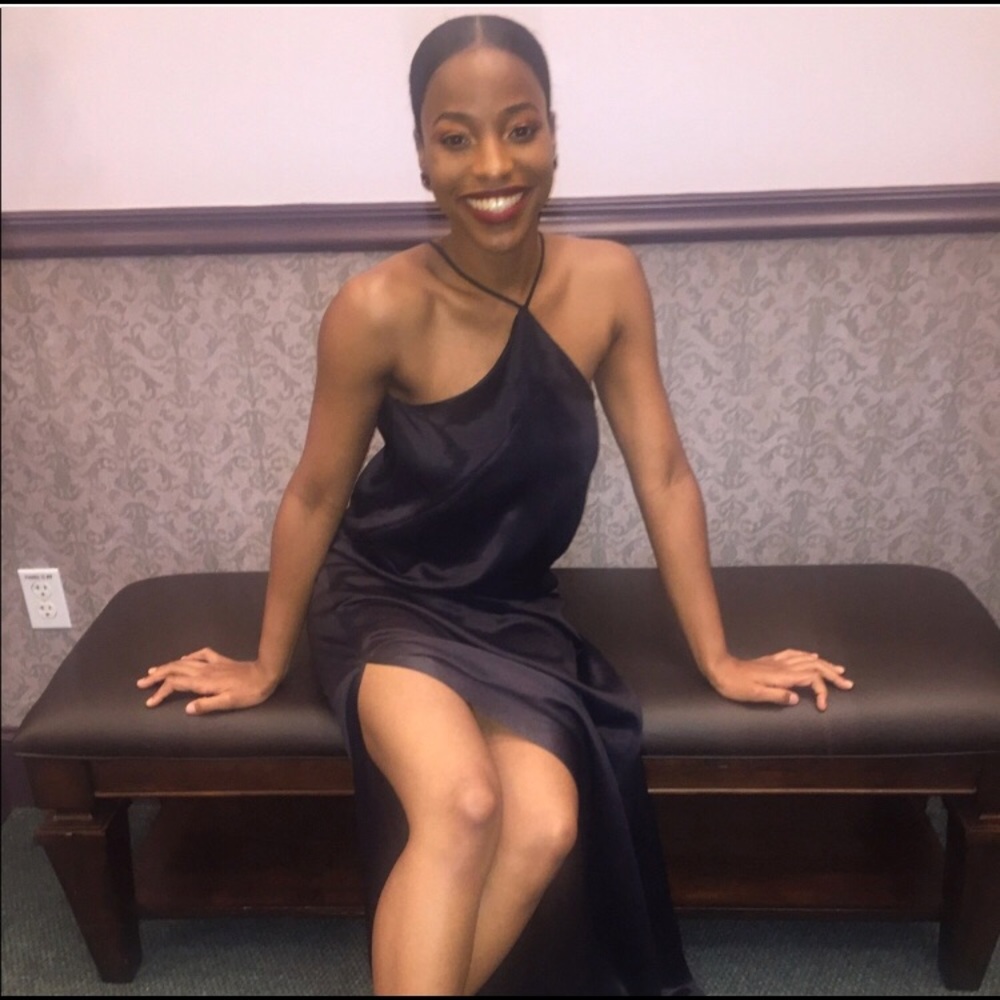 Theory Satin Black Tie Dress